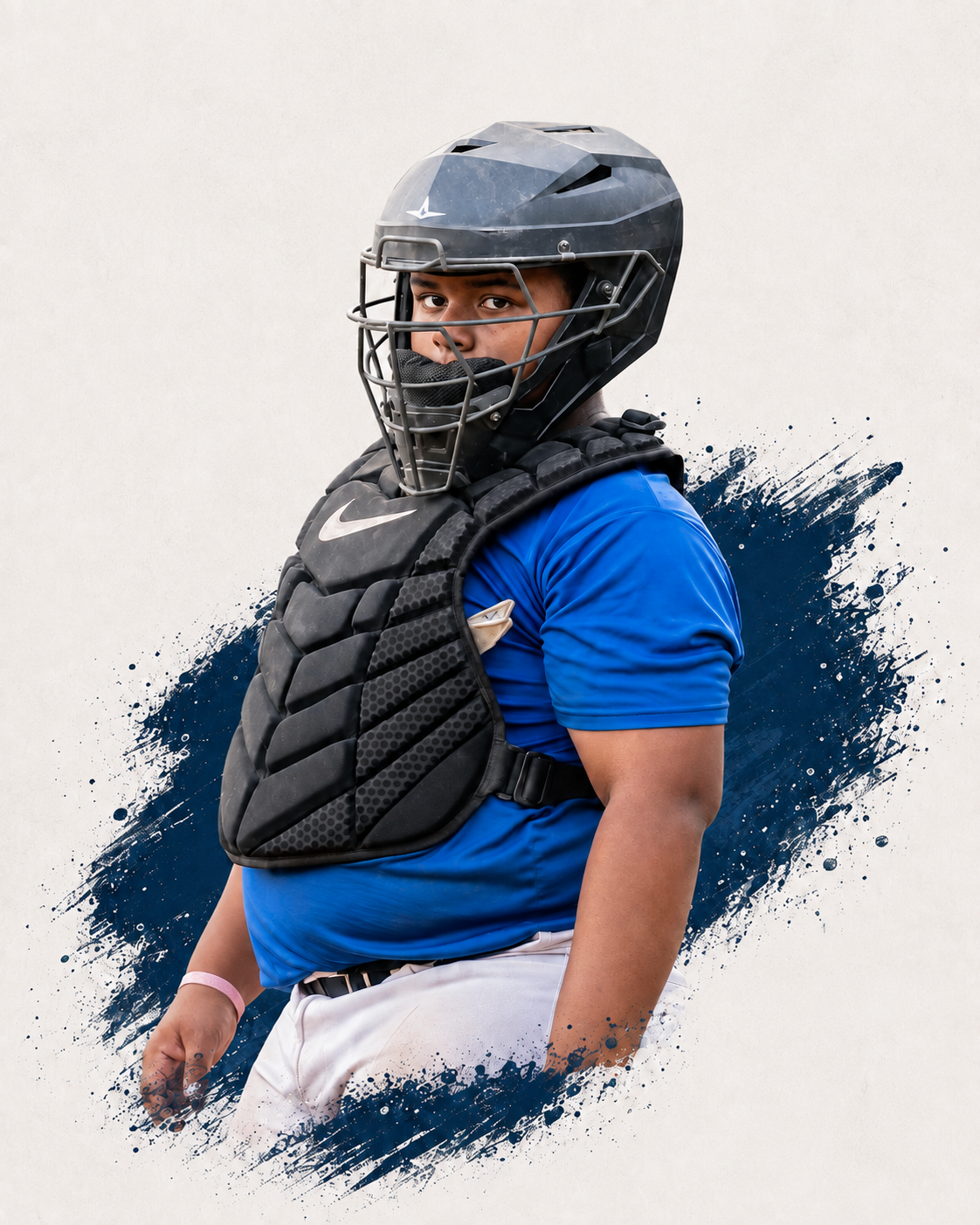 Cavanaugh Bell in catcher gear