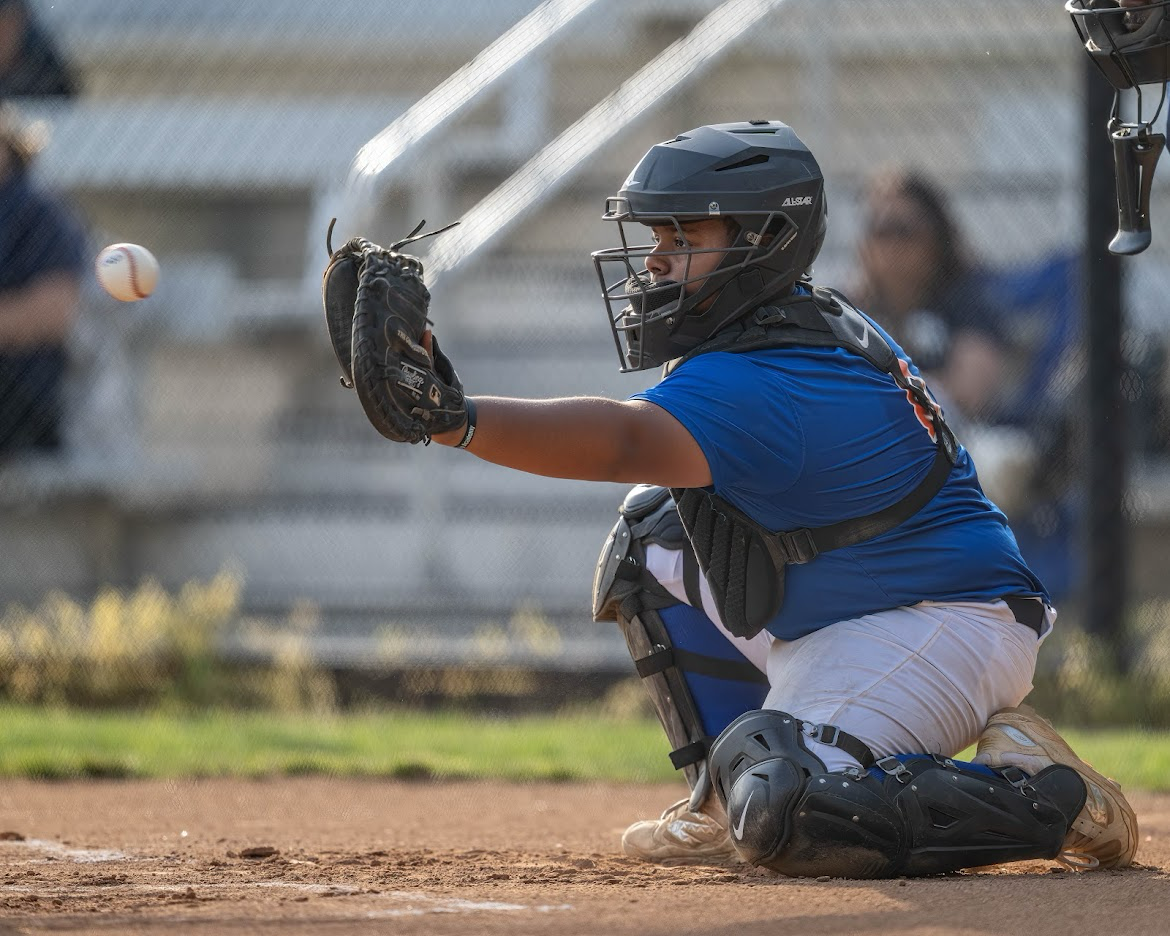 Cavanaugh Bell catching behind the plate