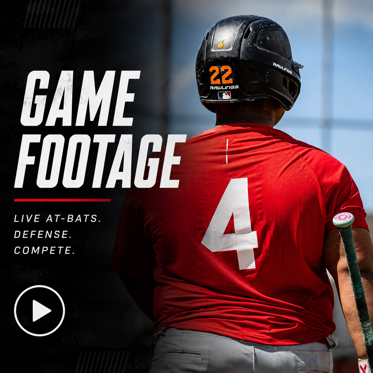 Game footage — live at-bats, defense, compete
